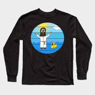 Jesus Walking On Water Christian Funny Long Sleeve T-Shirt